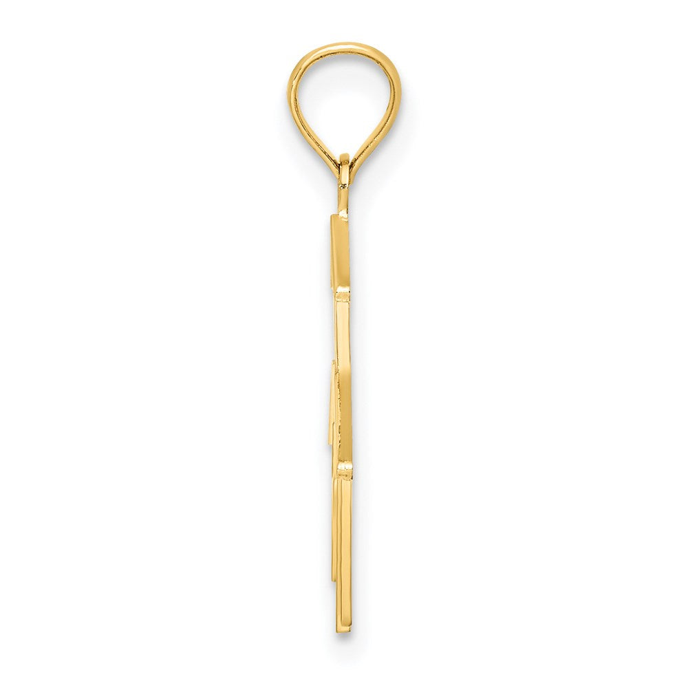 14K Yellow Gold Church W/ Cross On Door Charm