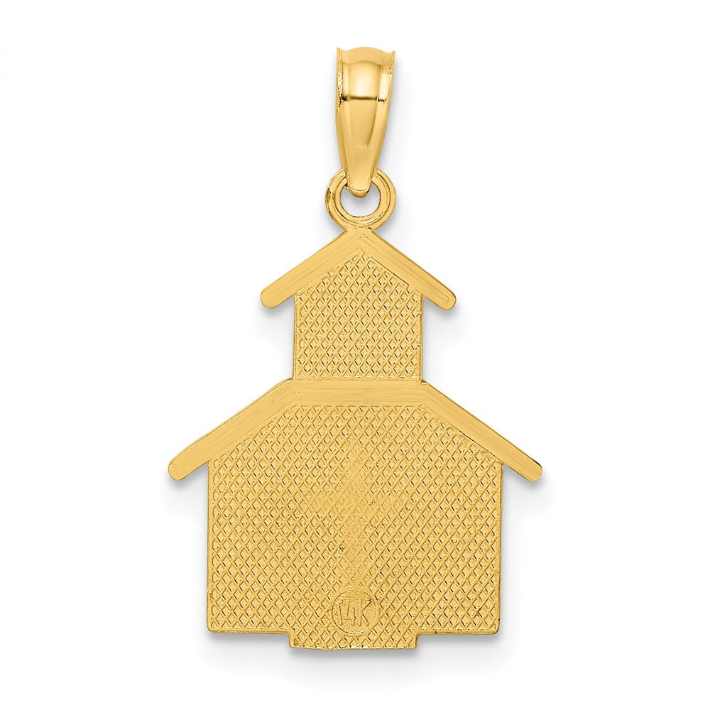 14K Yellow Gold Church W/ Cross On Door Charm