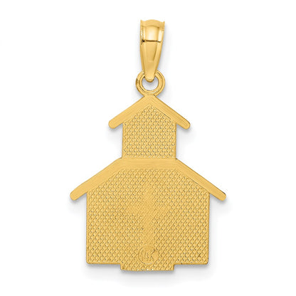 14K Yellow Gold Church W/ Cross On Door Charm