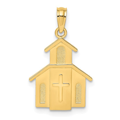 14K Yellow Gold Church W/ Cross On Door Charm