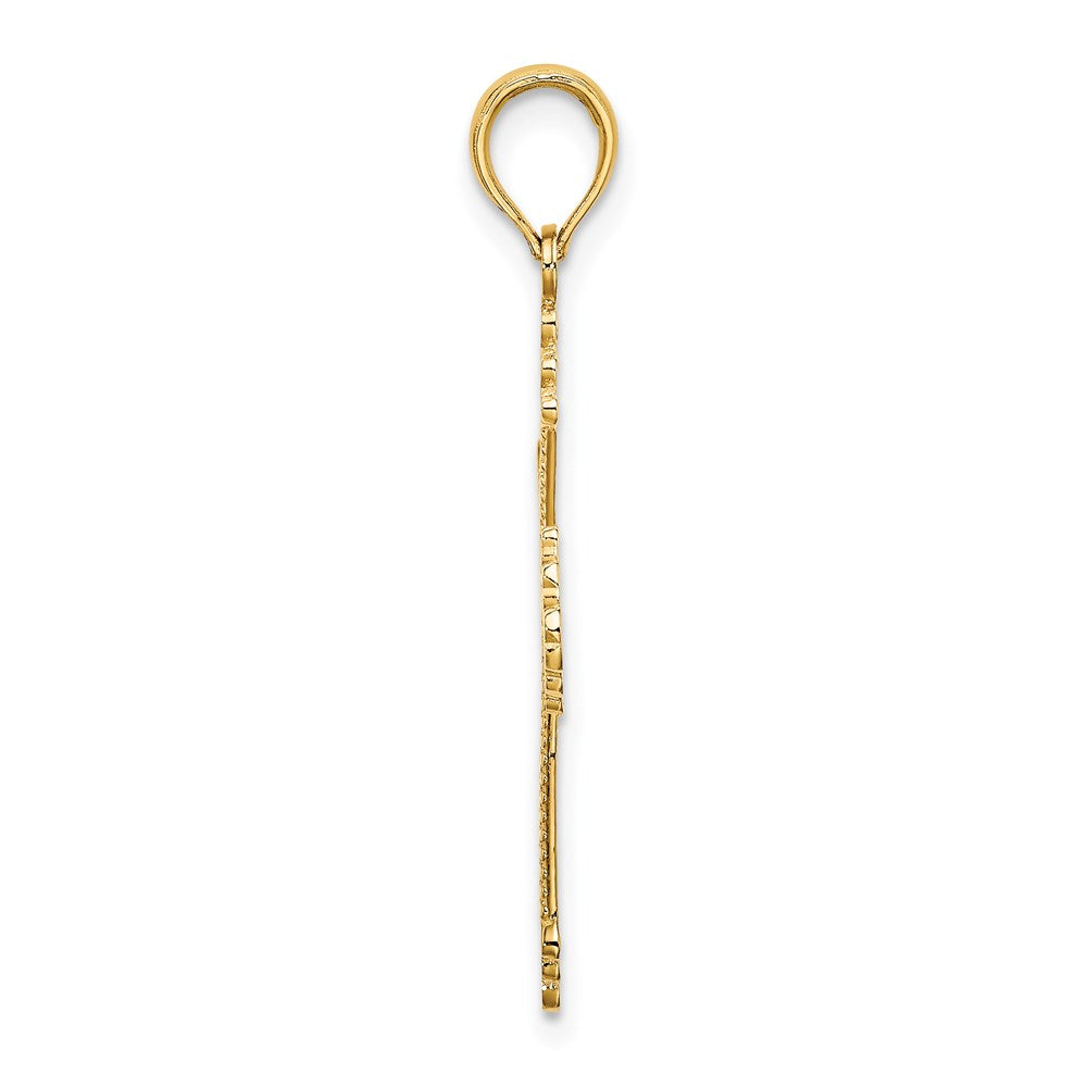 14K Yellow Gold Cross W/ Heart Center Charm
