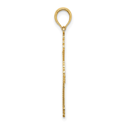 14K Yellow Gold Cross W/ Heart Center Charm
