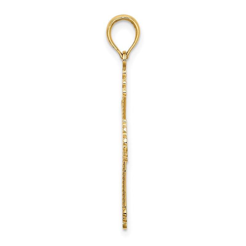 14K Yellow Gold Cross W/ Heart Center Charm