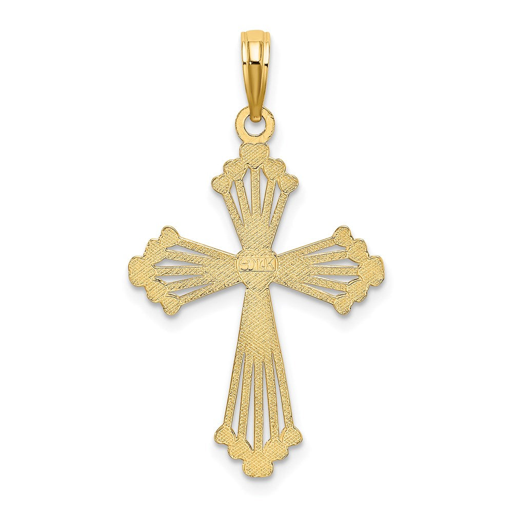 14K Yellow Gold Cross W/ Heart Center Charm