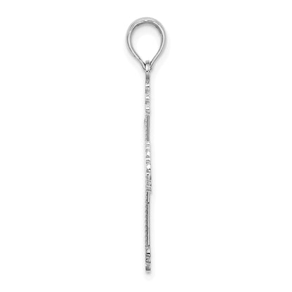 14K White Gold Cross W/ Heart Center Charm