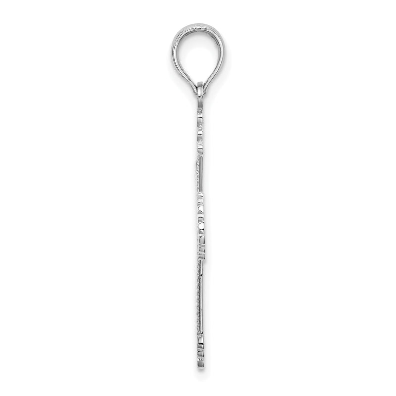 14K White Gold Cross W/ Heart Center Charm