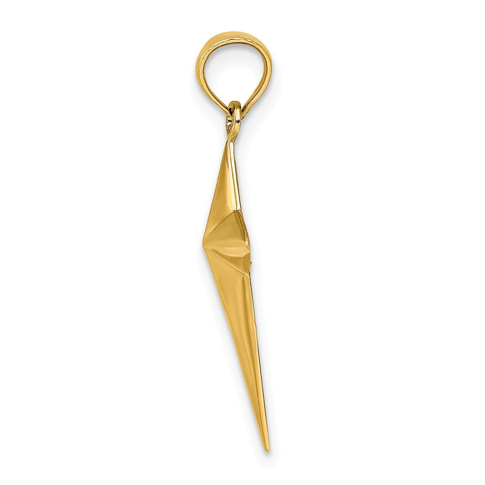 14K Yellow Gold 2-D Polished Triangle Tipped Cross Charm
