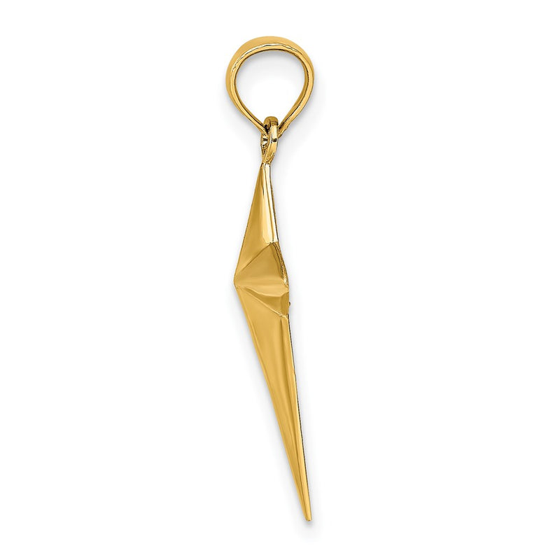 14K Yellow Gold 2-D Polished Triangle Tipped Cross Charm