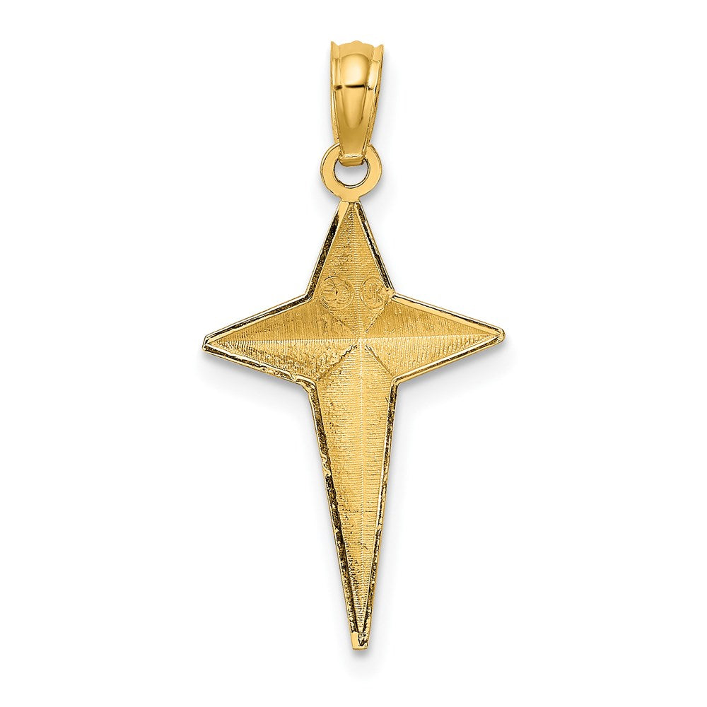 14K Yellow Gold 2-D Polished Triangle Tipped Cross Charm
