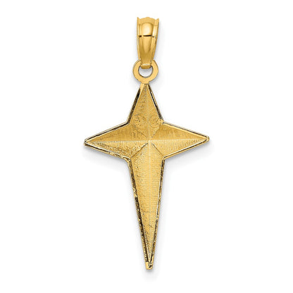 14K Yellow Gold 2-D Polished Triangle Tipped Cross Charm