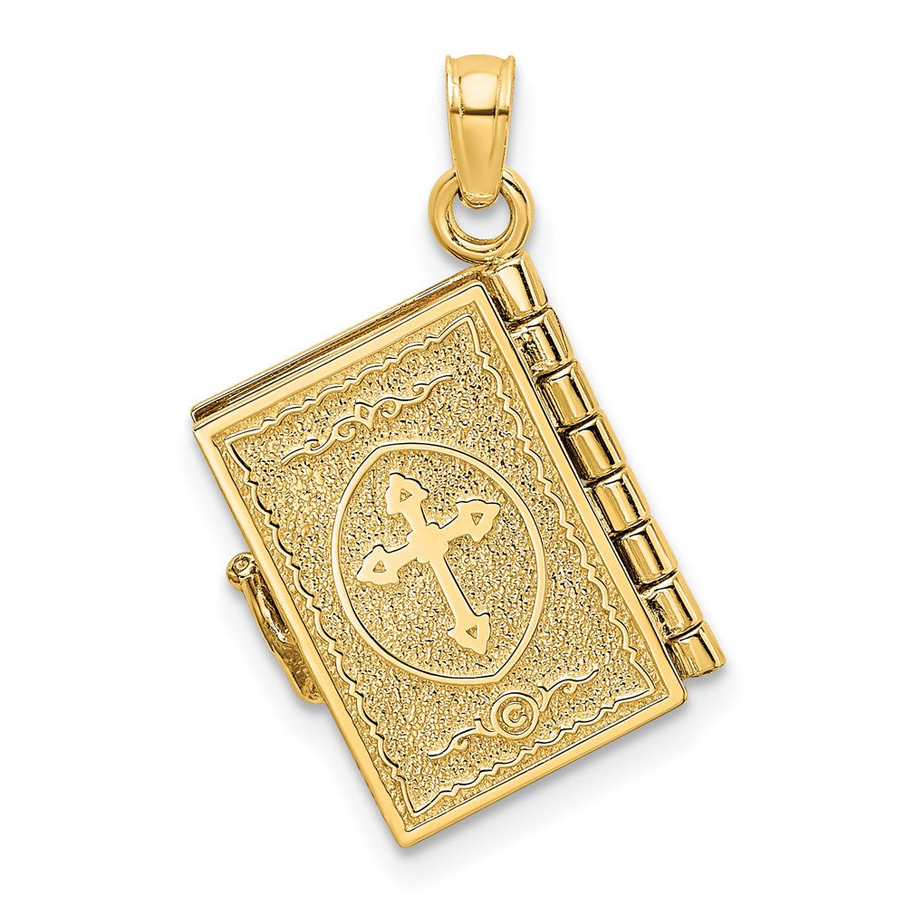 14K Yellow Gold 3-D W/ Moveable Pages Prayer Of Jabez Book Charm