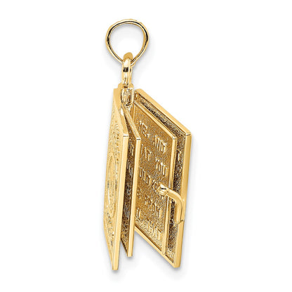 14K Yellow Gold 3-D W/ Moveable Pages Prayer Of Jabez Book Charm