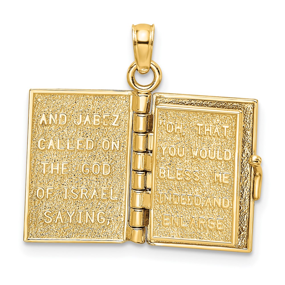 14K Yellow Gold 3-D W/ Moveable Pages Prayer Of Jabez Book Charm