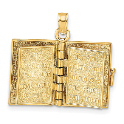 14K Yellow Gold 3-D W/ Moveable Pages Prayer Of Jabez Book Charm