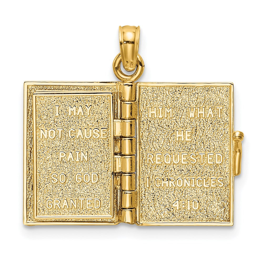 14K Yellow Gold 3-D W/ Moveable Pages Prayer Of Jabez Book Charm