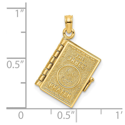 14K Yellow Gold 3-D W/ Moveable Pages Prayer Of Jabez Book Charm