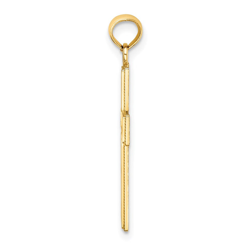 14K Yellow Gold Filigree Beaded Outline Cross Charm
