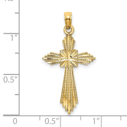 14K Yellow Gold Fancy D/C Cross Charm