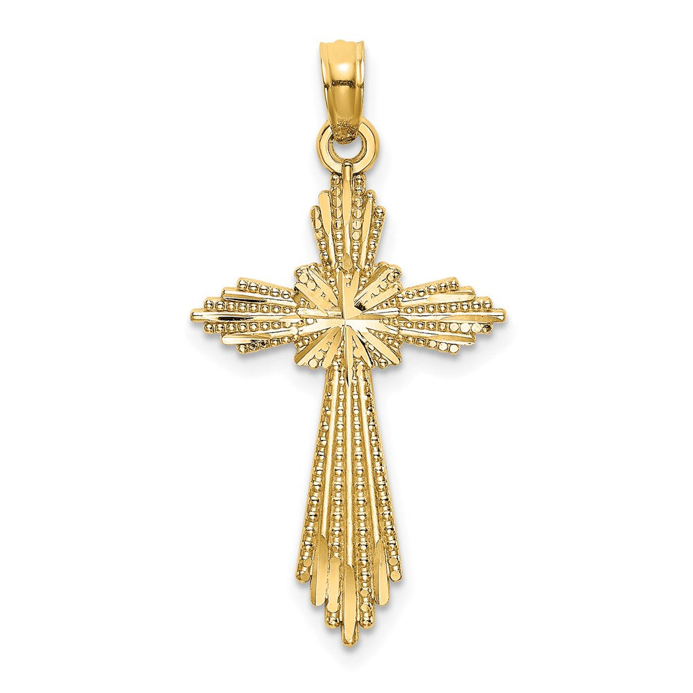 14K Yellow Gold Fancy D/C Cross Charm