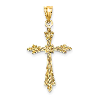14K Yellow Gold D/C Cross W/ Fancy Edges Charm