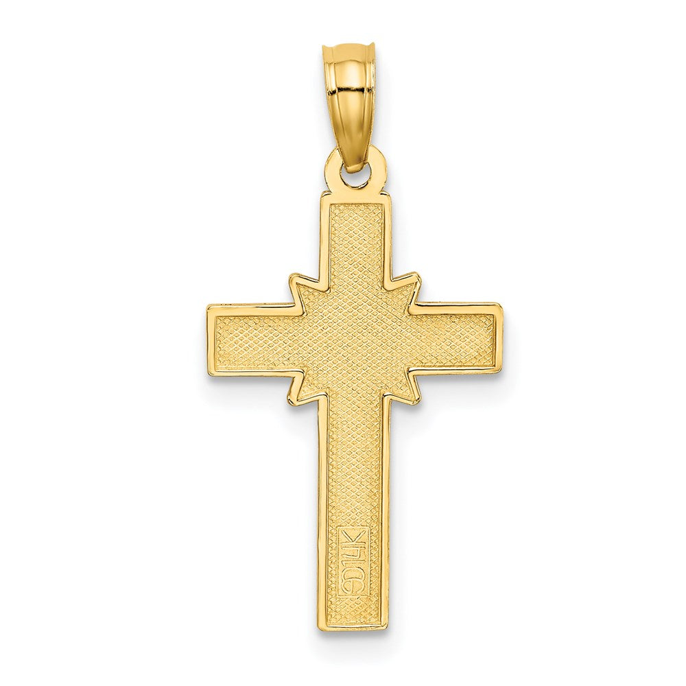 14K Yellow Gold D/C Etched Cross Charm