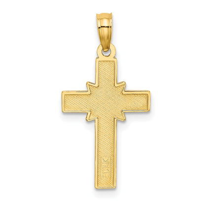 14K Yellow Gold D/C Etched Cross Charm