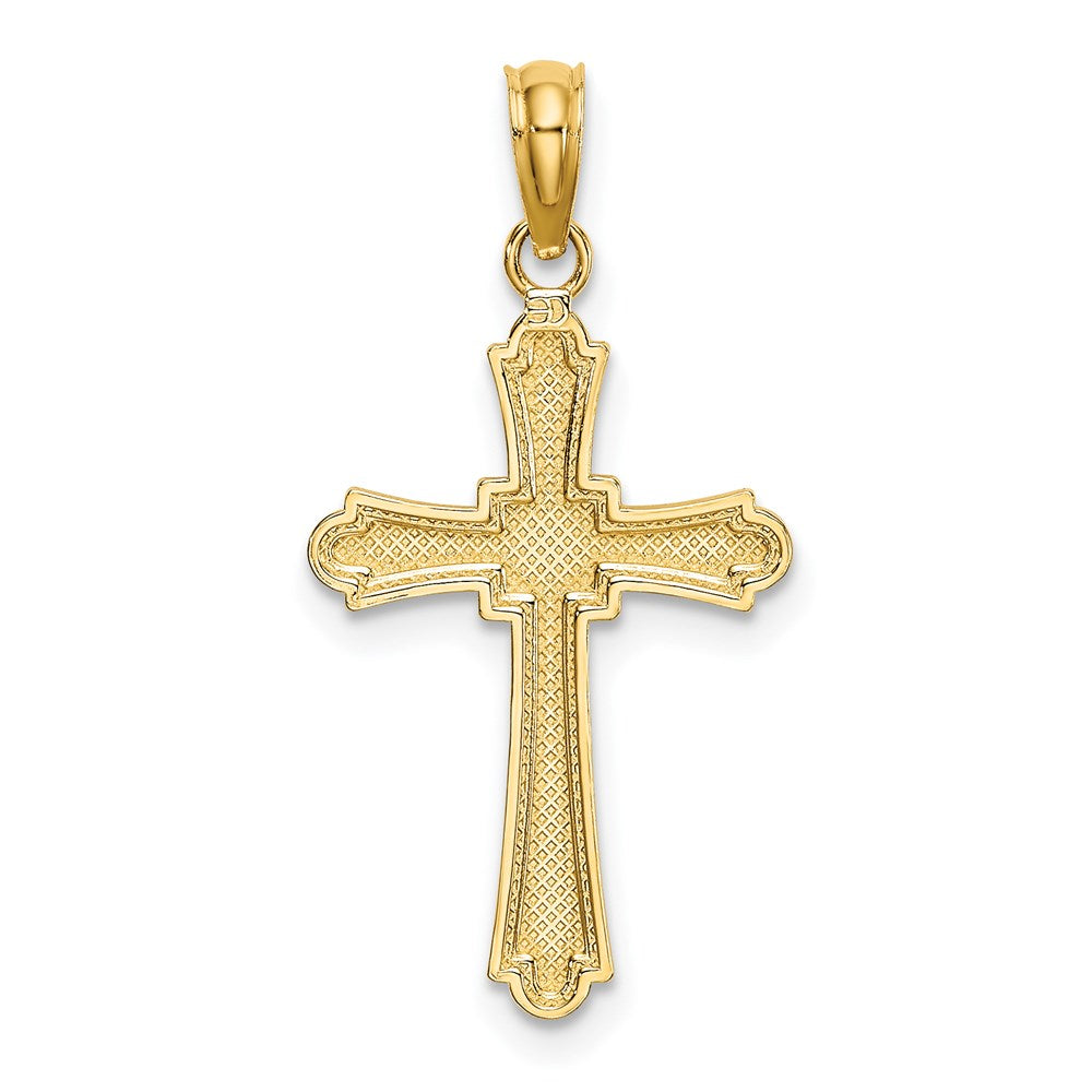14K Yellow Gold D/C Striped Cross Charm