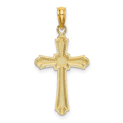 14K Yellow Gold D/C Striped Cross Charm