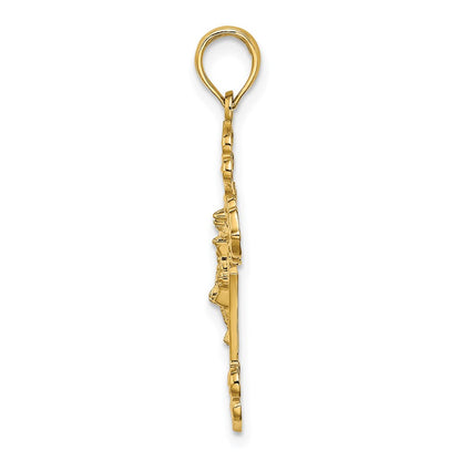 14K Yellow Gold Crucifix W/ Fancy Tips Charm