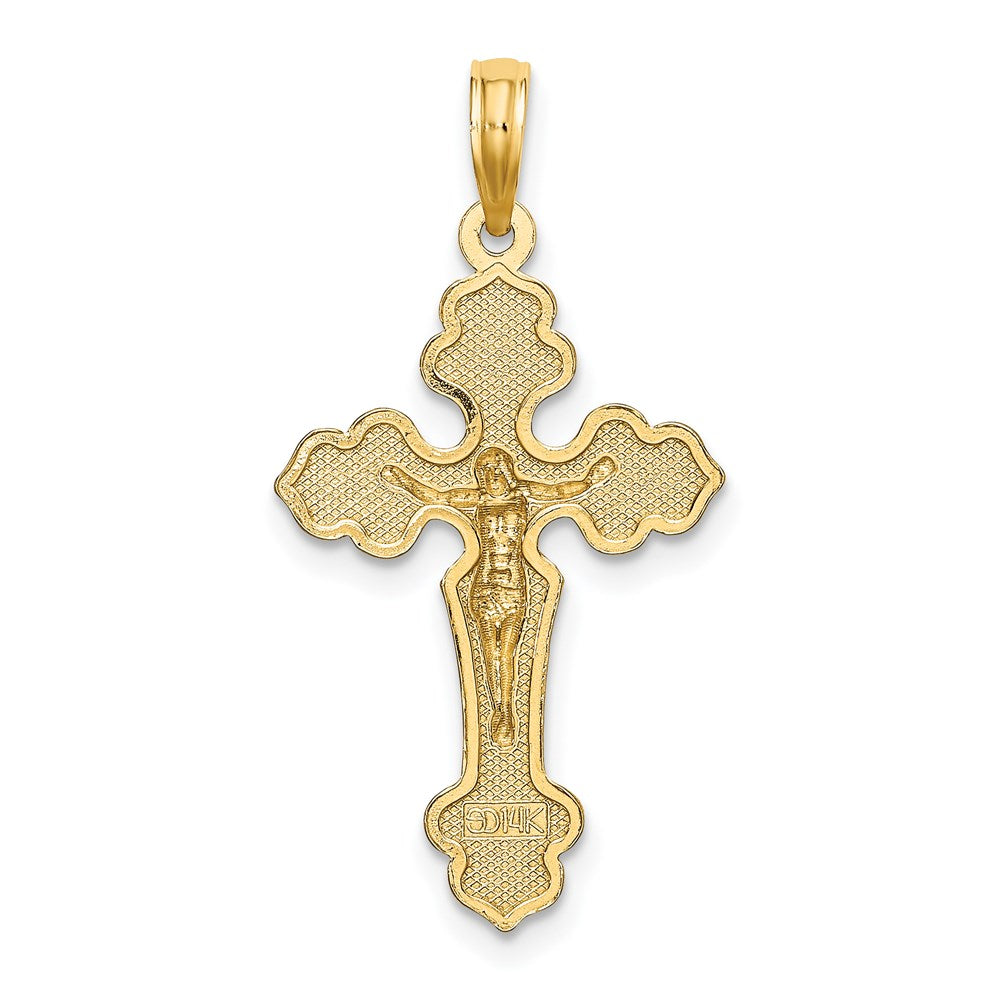 14K Yellow Gold Crucifix W/ Fancy Tips Charm