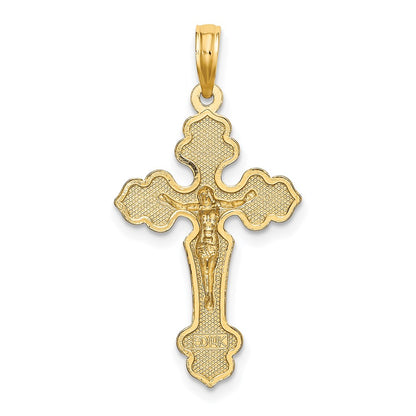 14K Yellow Gold Crucifix W/ Fancy Tips Charm