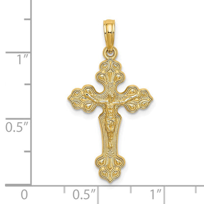 14K Yellow Gold Crucifix W/ Fancy Tips Charm