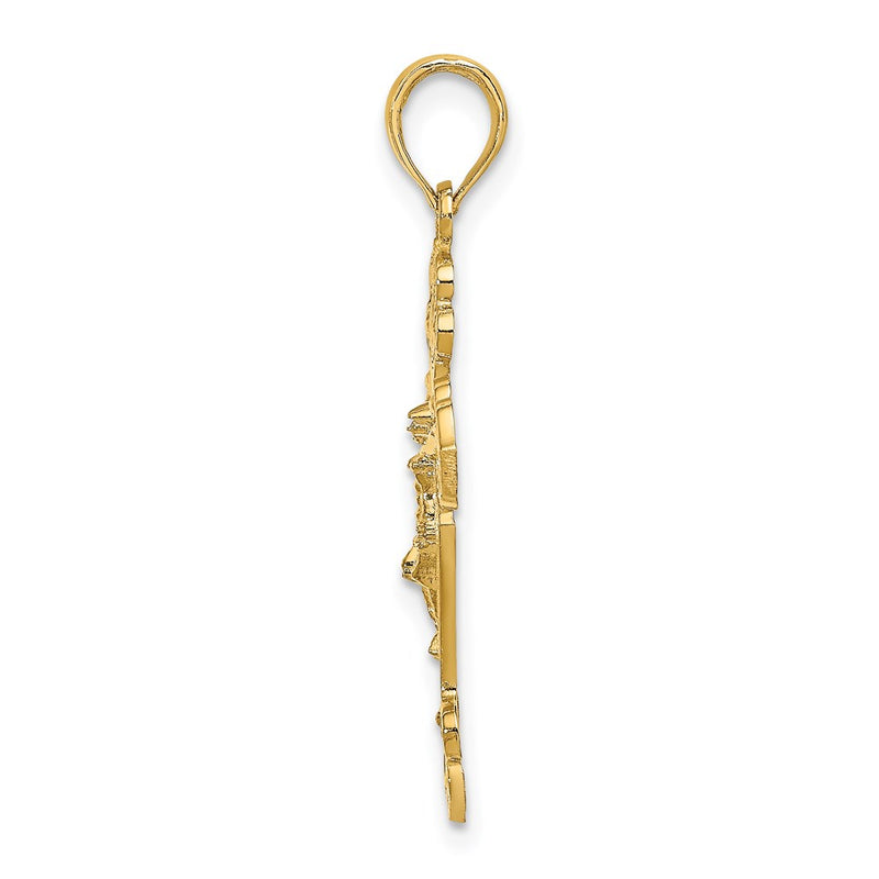 14K Yellow Gold D/C Crucifix W /Fancy Tips Charm