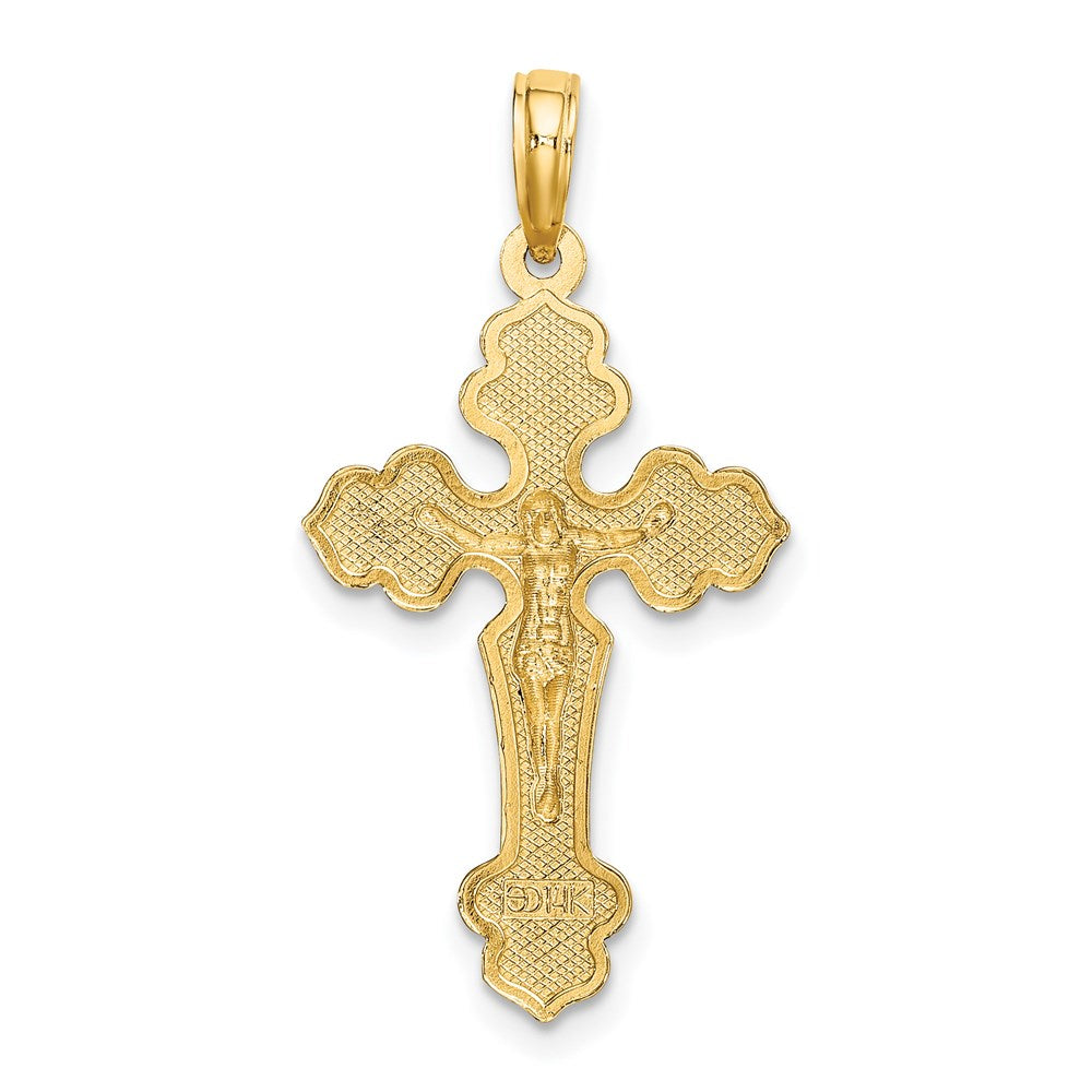 14K Yellow Gold D/C Crucifix W /Fancy Tips Charm