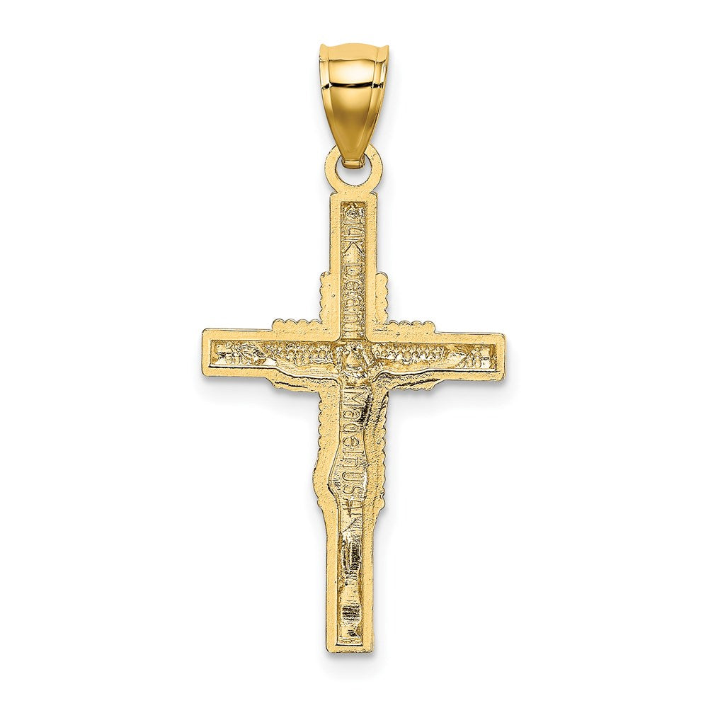 14K Yellow Gold Beaded Accent Crucifix Charm
