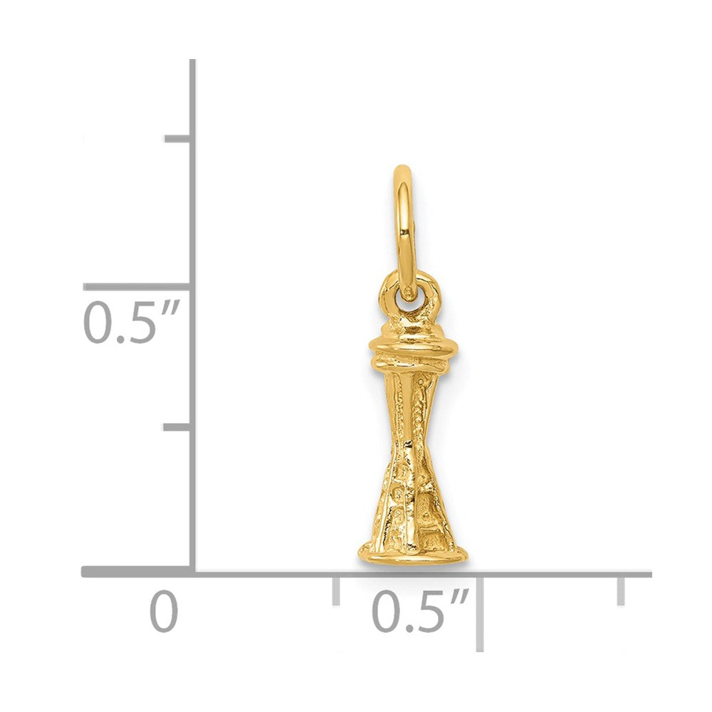 14K Yellow Gold Solid Polished Space Needle Charm