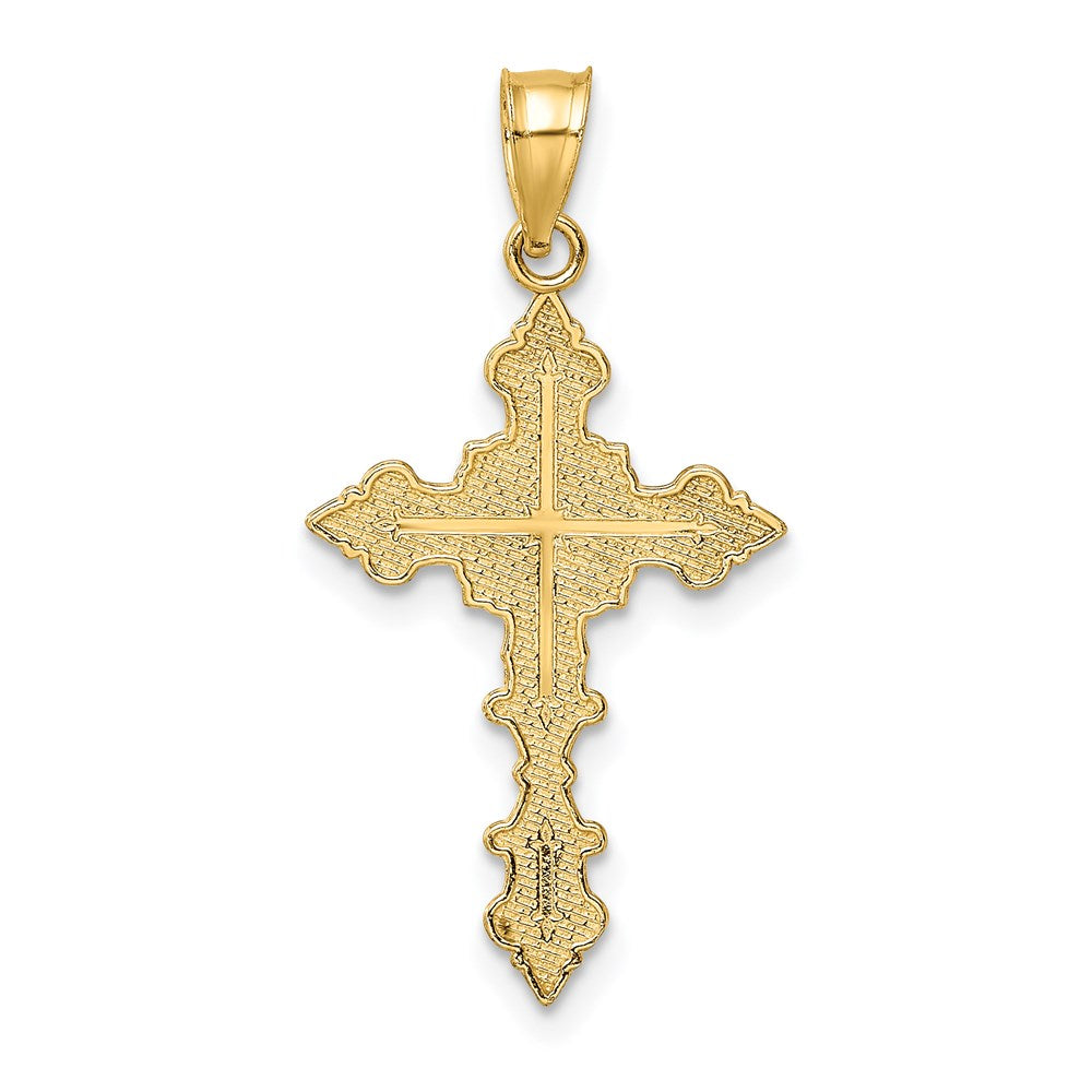 14K Yellow Gold Crucifix W/ Fancy Edges Charm