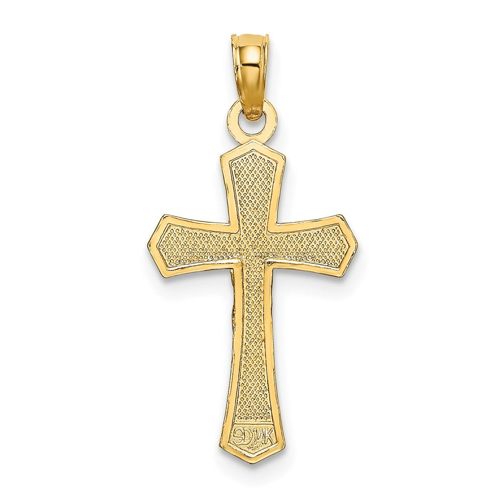 14K Yellow Gold Crucifix W/ Beveled Edges Charm