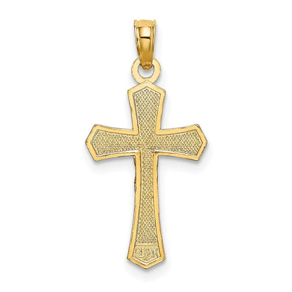 14K Yellow Gold Crucifix W/ Beveled Edges Charm