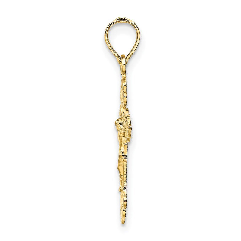 14K Yellow Gold Crucifix W/ Fancy Tips Charm