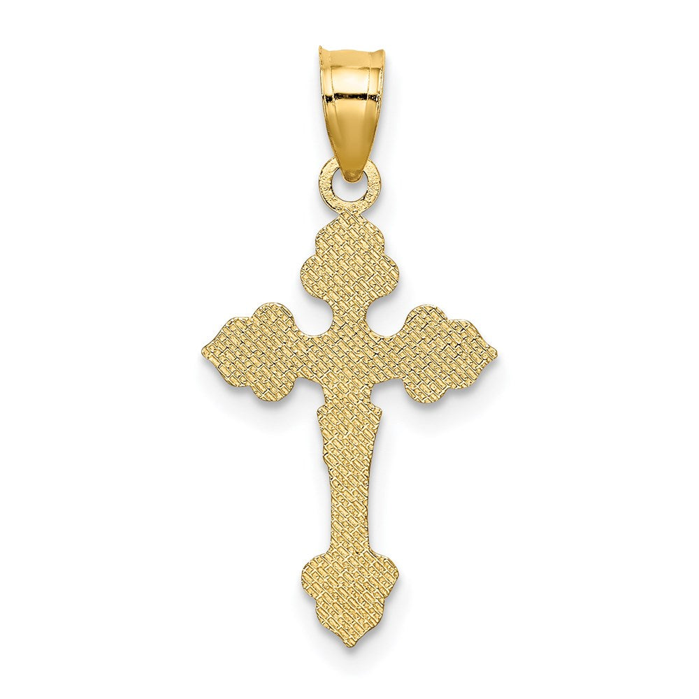 14K Yellow Gold Crucifix W/ Fancy Tips Charm