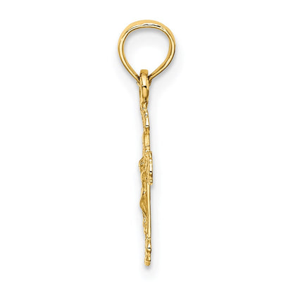 14K Yellow Gold Mini Crucifix W/ Fancy Tips Charm
