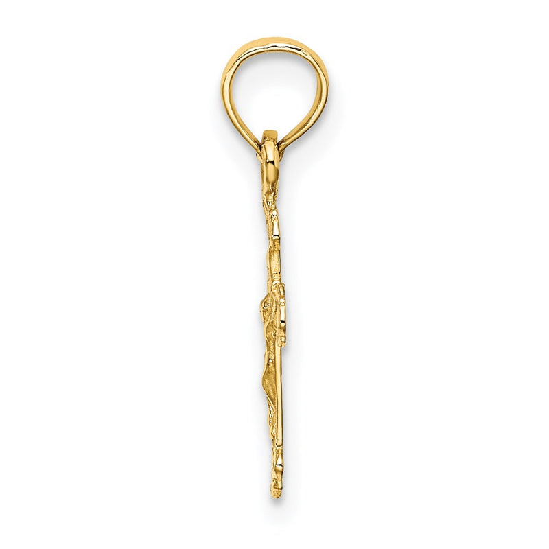 14K Yellow Gold Mini Crucifix W/ Fancy Tips Charm