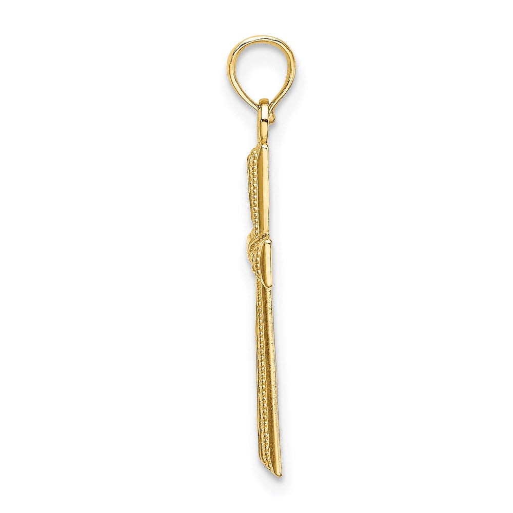 14K Yellow Gold D/C And Textured Cross Charm