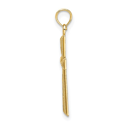14K Yellow Gold D/C And Textured Cross Charm