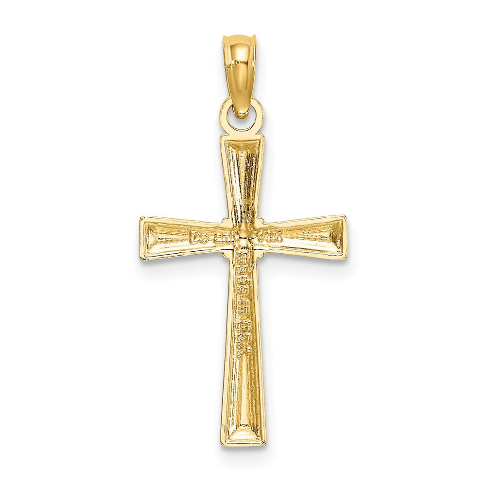 14K Yellow Gold D/C And Textured Cross Charm