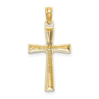 14K Yellow Gold D/C And Textured Cross Charm