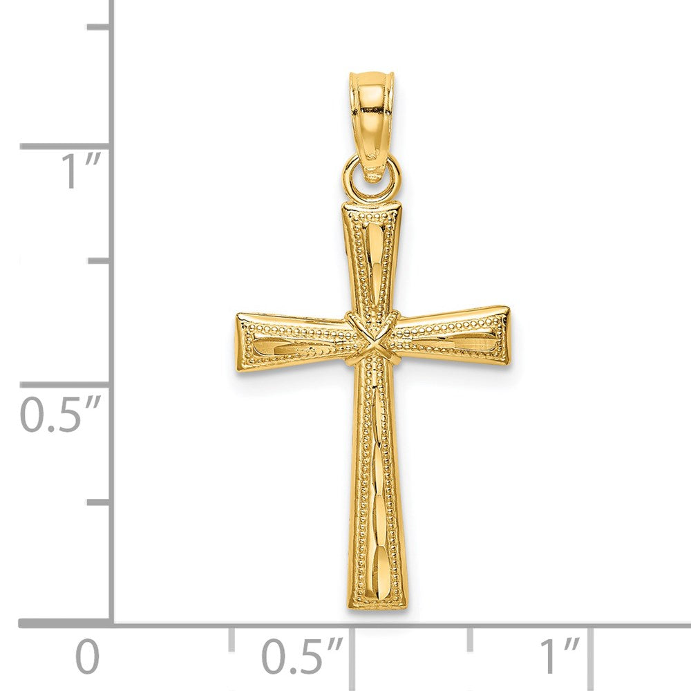 14K Yellow Gold D/C And Textured Cross Charm