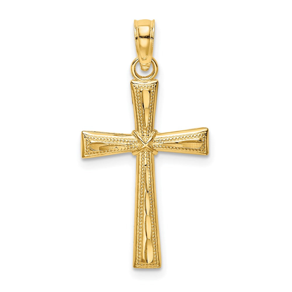 14K Yellow Gold D/C And Textured Cross Charm