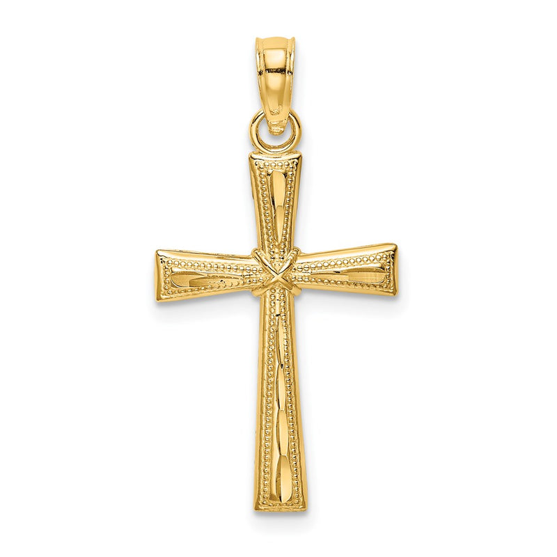 14K Yellow Gold D/C And Textured Cross Charm